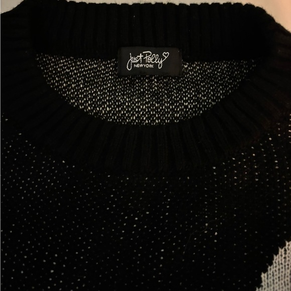 Just Polly New York Chic Black Smiley Face Sweater - Picture 2 of 4